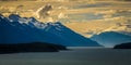 Mud bay alaska mountain range at sunset Royalty Free Stock Photo