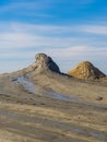 Mud cone in vulcanii noroiosi reserve or mud vulcanoes reserve, romania, buzau county Royalty Free Stock Photo