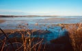 Mud flat landscape off a Maine island in winter Royalty Free Stock Photo