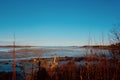 Mud flat landscape off a Maine island in winter Royalty Free Stock Photo