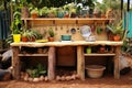 Mud Kitchen in the Tropical Preschool Garden. Generative By Ai Royalty Free Stock Photo