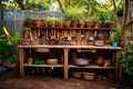 Mud Kitchen in the Tropical Preschool Garden. Generative By Ai Royalty Free Stock Photo