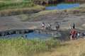 Mud lakes on the shores of the Sea of Azov. Healing mud.