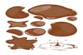 Mud puddle set isolated. Brown autumn natural liquid