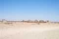 Mud straw and wooden hut with thatched roof in the bush. Local village in the rural Caprivi Strip, the most populated region in Na Royalty Free Stock Photo