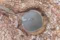 Mud volcano crater, top view Royalty Free Stock Photo