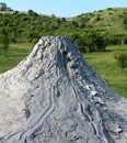 Mud volcano flowing down clayey mud mixed with hydrocarbons. Natural Reserve Salse of Nirano: Modena, Italy