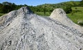 Mud volcano flowing down clayey mud