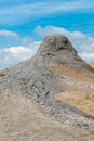 Mud volcanoes cone on blue sky looking like lunar landscape in vulcanii noroiosi reserve paclele mari buzau county romania