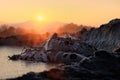 Mud Volcanoes eruptions at dawn, Berca, Buzau, Romania