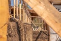 mud and wood wall with bioconstruction technique Royalty Free Stock Photo