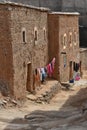 Mudbrick living houses in Morocco, street view Royalty Free Stock Photo