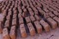 Mudbricks are dried in the sun in Morocco