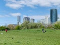 Mudchute Park and Farm is a large urban park and farm in Cubitt Town on the Isle of Dogs in the London Borough of Tower Hamlets Royalty Free Stock Photo