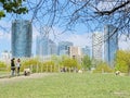 Mudchute Park and Farm is a large urban park and farm in Cubitt Town on the Isle of Dogs in the London Borough of Tower Hamlets Royalty Free Stock Photo