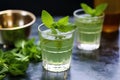 muddling mint for a spearmint cocktail Royalty Free Stock Photo