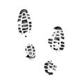 Muddy bootprints. Isolated on white background. Close up Royalty Free Stock Photo