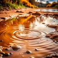Muddy brown water in a puddle as an abstract background Royalty Free Stock Photo
