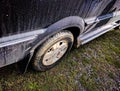 Muddy car tire Royalty Free Stock Photo