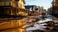 muddy floodwaters following heavy rainfall and inadequate flood management. Generative AI