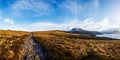 Muddy footpath a sunny day in Scottish Highlands