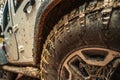 Muddy Off Road Sport Utility Vehicle Tire Royalty Free Stock Photo