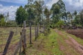 A muddy path besides a barbed wire fence