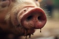 muddy pig snout close-up Royalty Free Stock Photo