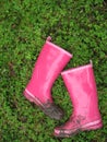 Muddy Pink Boots Royalty Free Stock Photo