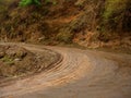 Muddy road bend