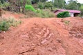 Muddy road in countryside village Royalty Free Stock Photo