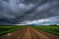 Muddy road with a dark clouds above Royalty Free Stock Photo