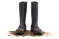 Muddy rubber boots front view Royalty Free Stock Photo