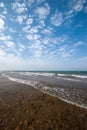 Muddy sand dark brown beach