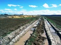 Muddy track in countryside Royalty Free Stock Photo
