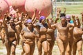 Muddy Women Celebrate As They Finish Dirty Girl Mud Run