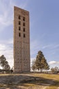 Mudejar tower of the ruins of the Church of San Nicolas, in Coca - Segovia, Spain.