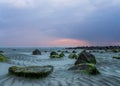 Mudflat along the Dutch coast at sunset