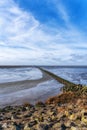 Mudflat Rocks and sea breakers off the Frisian coast, Netherlands along the Dutch coast