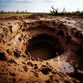 mudhole a hole or pit filled wit Royalty Free Stock Photo
