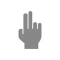 Mudra of life gesture gray icon. Two fingers up symbol Royalty Free Stock Photo