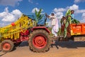 Decorated tractor and farmer during Dasara festival, Mudrapura, Karnataka, India
