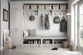 Mudroom: Capture a set of images that showcase a functional, stylish mudroom. Generative AI