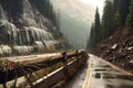 mudslide-damaged guardrail along mountain pass