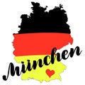 Muenchen. Munich hand drawn lettering. Vector lettering illustration isolated on white. Template for Traditional German