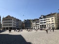 Muensterhof or Munsterhof Fraumuenster abbey courtyard - Town square situated in the Lindenhof quarter in the historical center