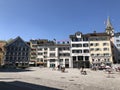 Muensterhof or Munsterhof Fraumuenster abbey courtyard - Town square situated in the Lindenhof quarter in the historical center