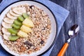 Muesli with banana, kiwi and pinepple Royalty Free Stock Photo