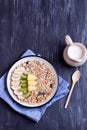 Muesli with banana, kiwi and pinepple Royalty Free Stock Photo