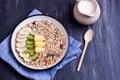 Muesli with banana, kiwi and pinepple Royalty Free Stock Photo